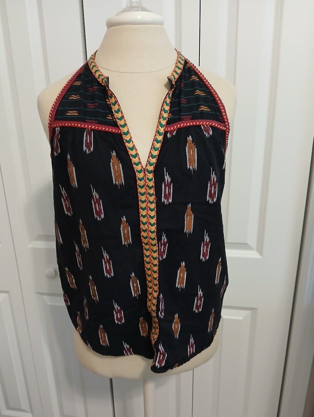 Like New Rare Colorful Zaza Embroidered Racerback Flowy Tank Halter Top Small
